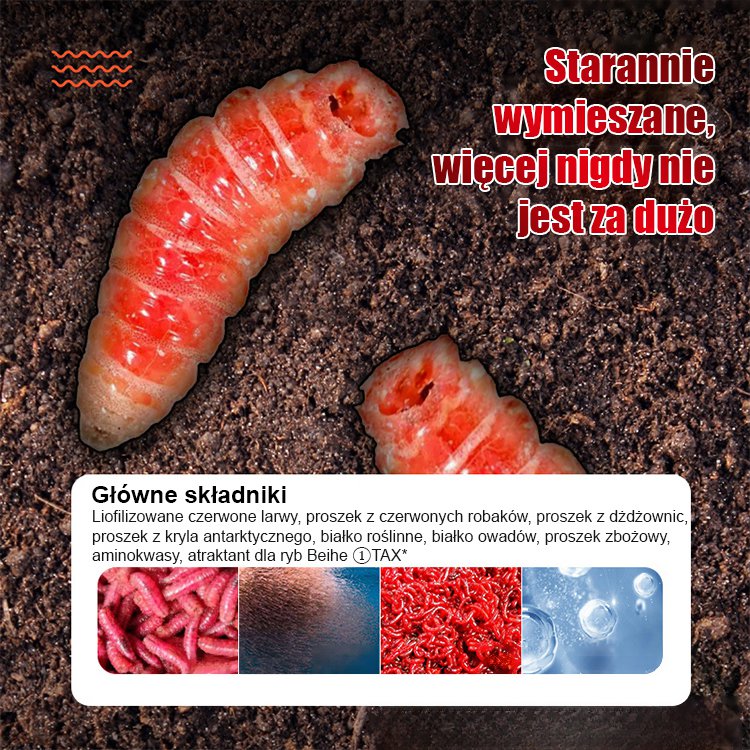【Sekunda na dużą rybę】Przynęta na ryby z czerwonymi robakami z nietkniętego glutenu