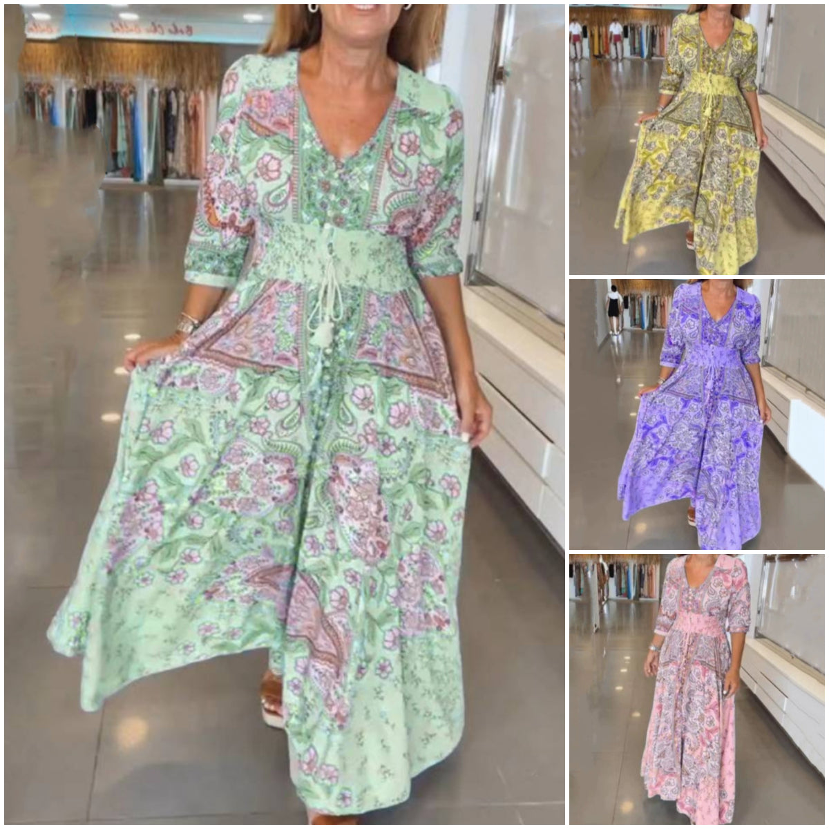 Elegancka damska sukienka z kwiatowym wzorem i długim ściągaczem