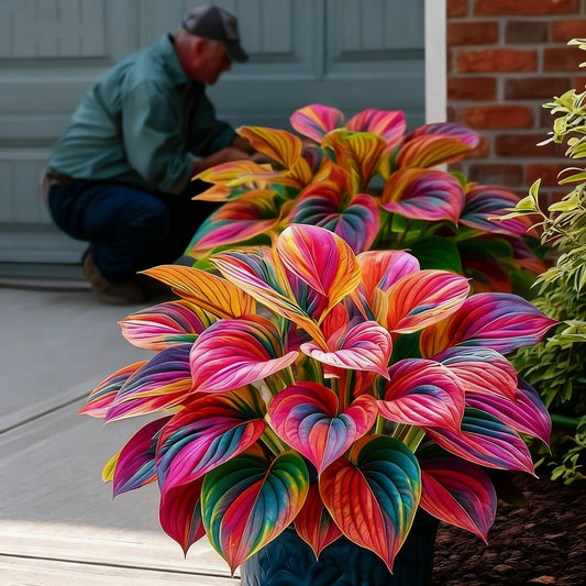 🌈🔥 Limitowana edycja host Rainbow Flame – rzadkie wielokolorowe liście, dostępne wyłącznie w naszym sklepie 🌸