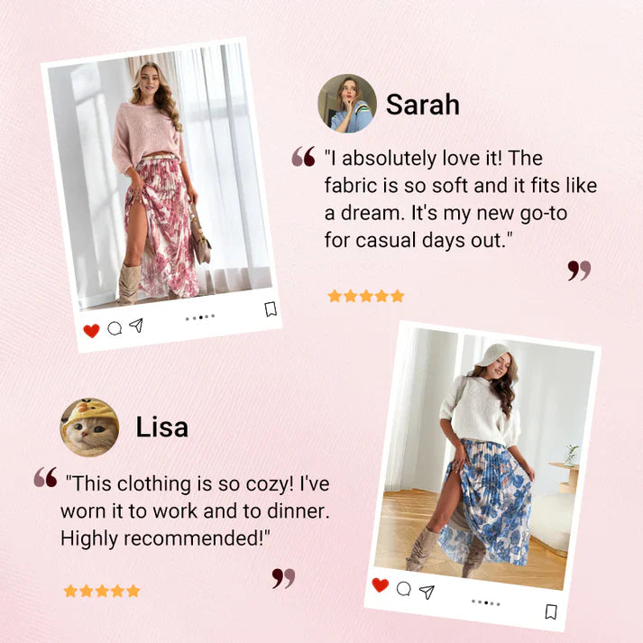 🌸 Wiosna i Lato 2025 Luźny, drukowany szyfonowy top z okrągłym dekoltem i elastyczną spódnicą