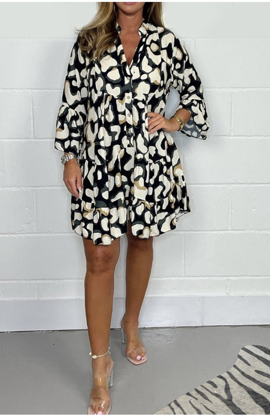 Wiosenne i letnie nowe duże rozmiary nieregularnych sukienek z nadrukiem