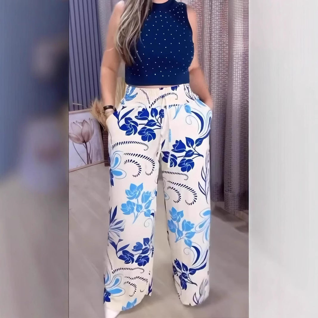 Spodnie z szerokimi nogawkami z nadrukiem na lato 2025