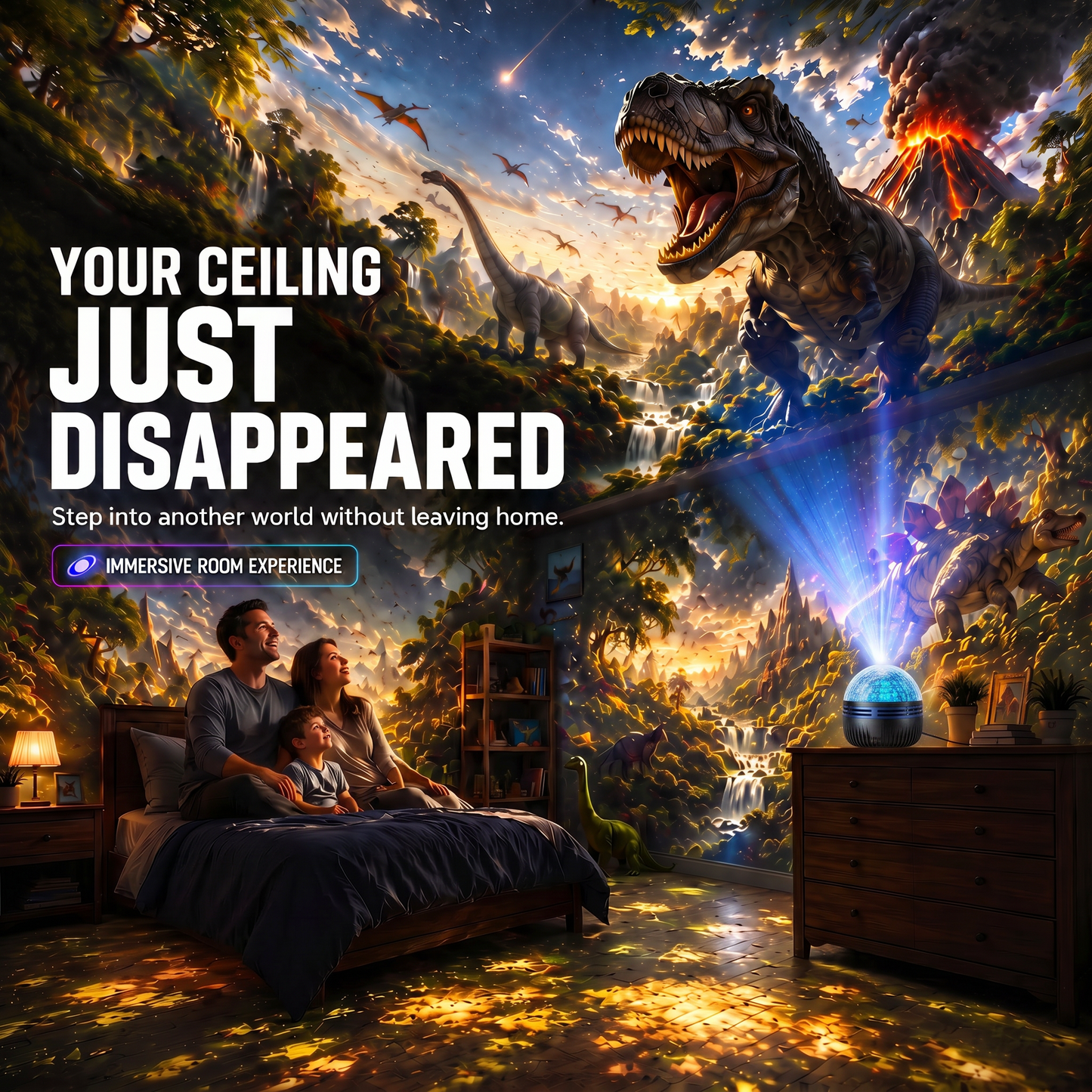 🦖🎁360° Inteligentny holograficzny projektor rozgwieżdżonego nieba (HD Smart Dynamic 5D)