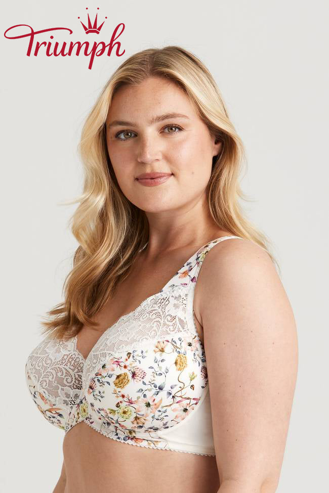 Biustonosz Triumph® 3-częściowy💖 z koronki z kwiatowym haftem