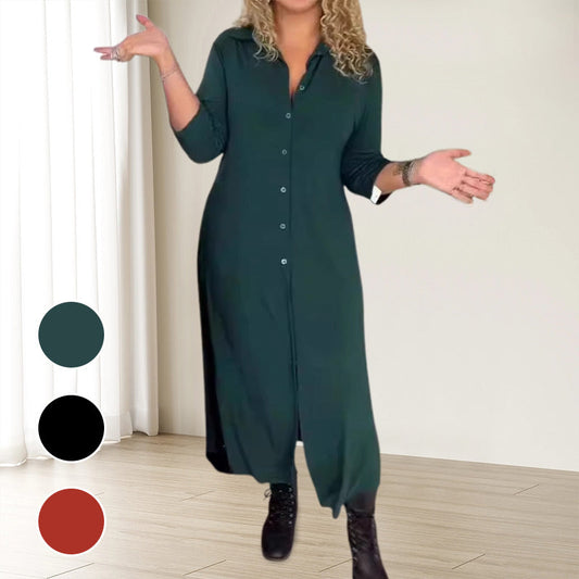 ✨Sukienka z długim rękawem, klapami i guzikami