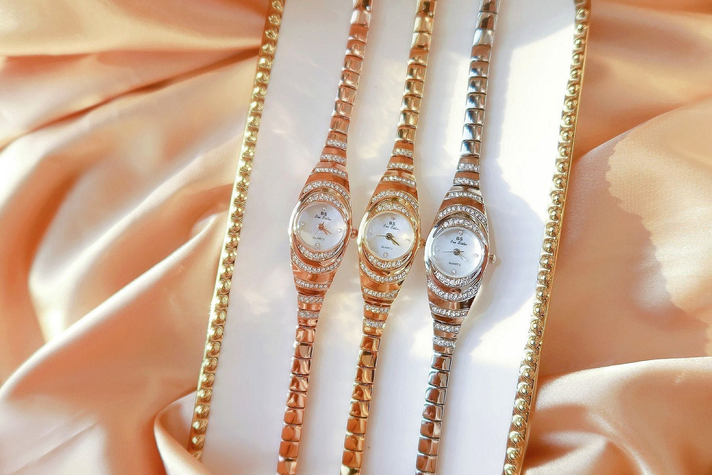 💎Damski zegarek z bransoletką z kryształkami⌚