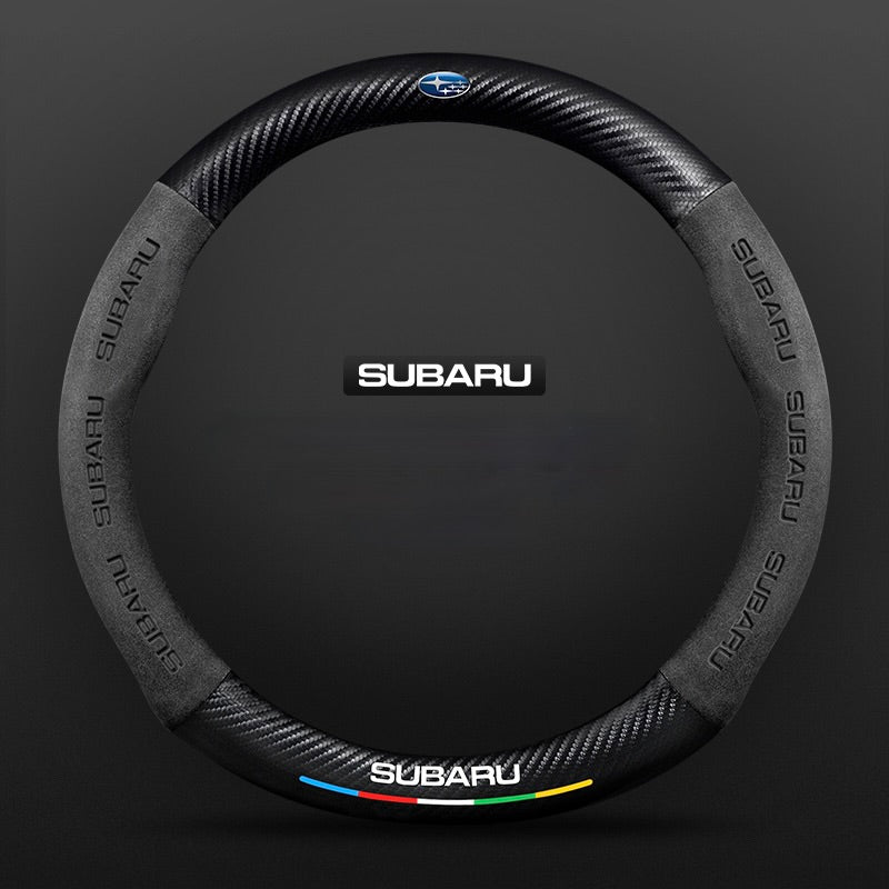 TrackVibe | Czarny pokrowiec na kierownicę z zamszu węglowego – antypoślizgowy i odporny na zużycie