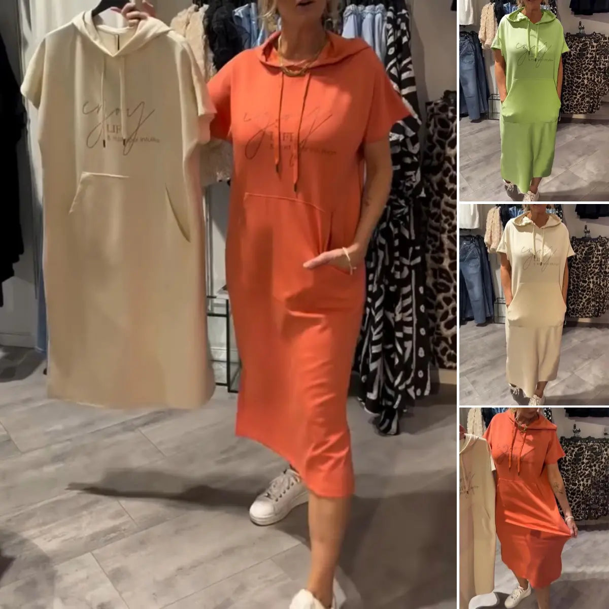 💥🔥👗[S-5XL]2025 nowy letni styl luźna, wygodna i oddychająca sukienka dresowa w dużym rozmiarze