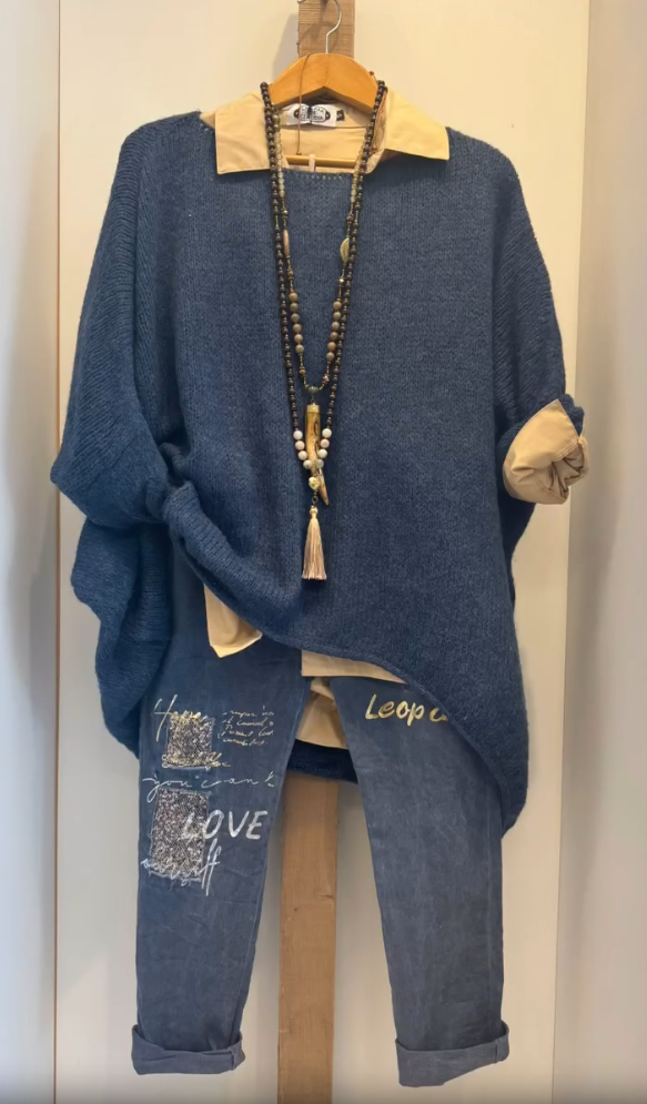 Damski, codzienny garnitur, koszula, sweter i spodnie