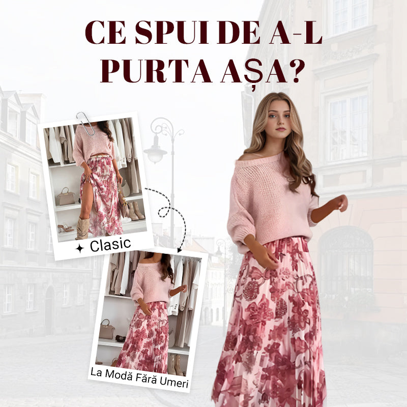 🔥Bluzka z okrągłym kołnierzykiem i spódnica w paski