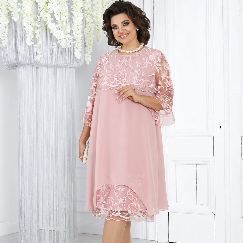 Damska luźna koronkowa sukienka midi