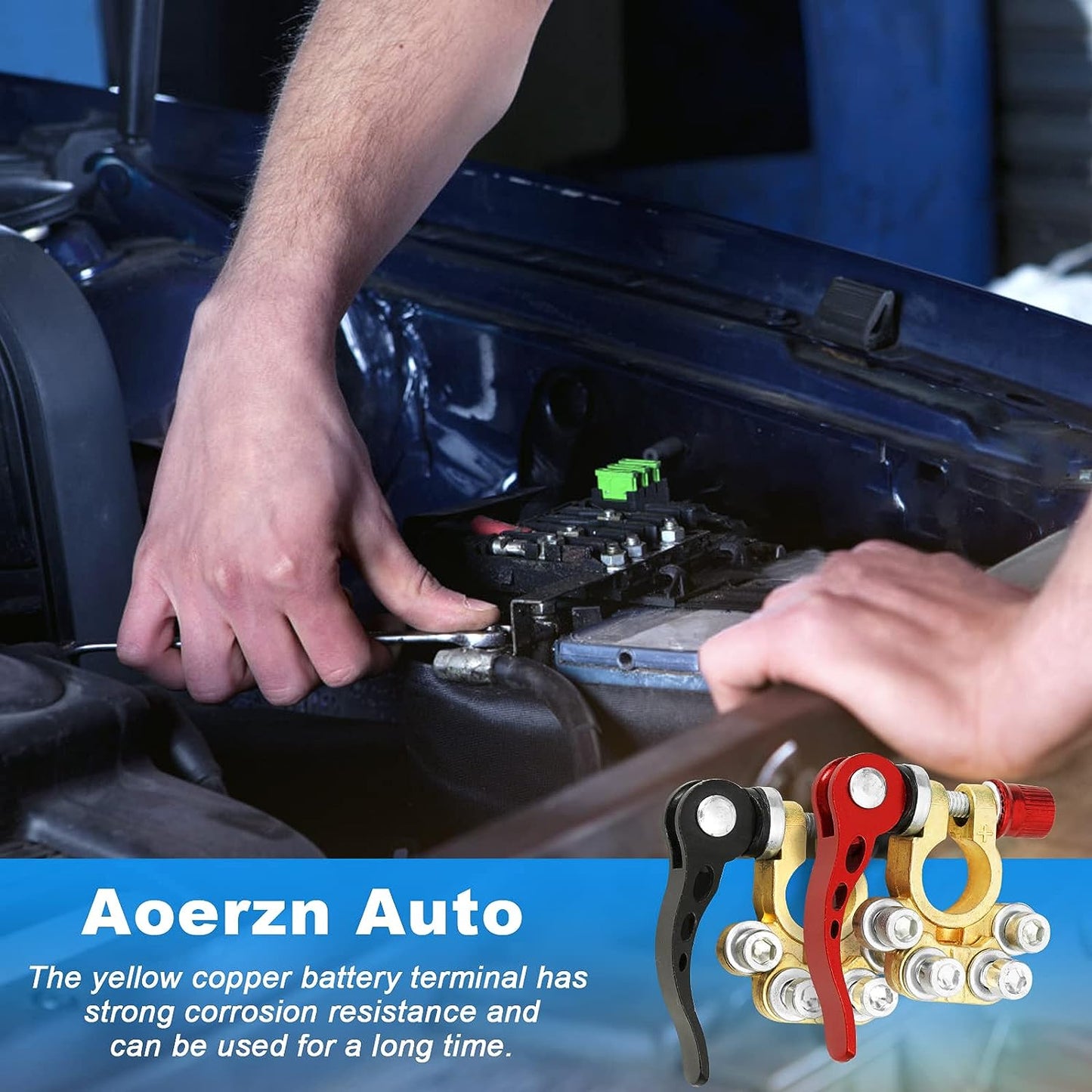 Złącze szybkozłączne akumulatora samochodowego z pogrubioną mosiężną głowicą