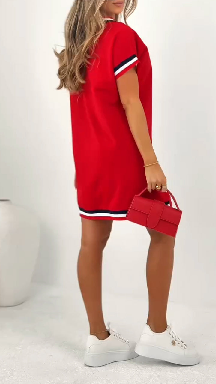 Sukienka damska casualowa z kontrastowym brzegiem