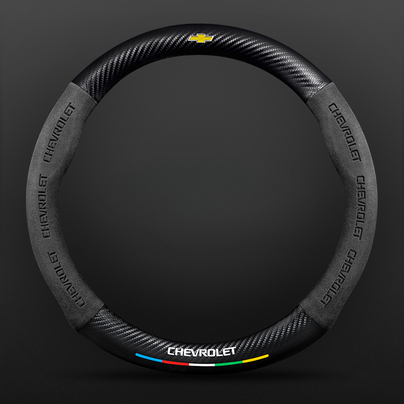 TrackVibe | Czarny pokrowiec na kierownicę z zamszu węglowego – antypoślizgowy i odporny na zużycie