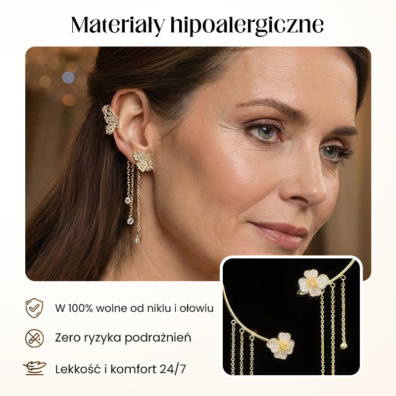 ✨KOLCZYKI Z CYRKONAMI W STYLU MOTYLKOWYM Z FRĘDZLAMI | IDEALNY PREZENT🎁