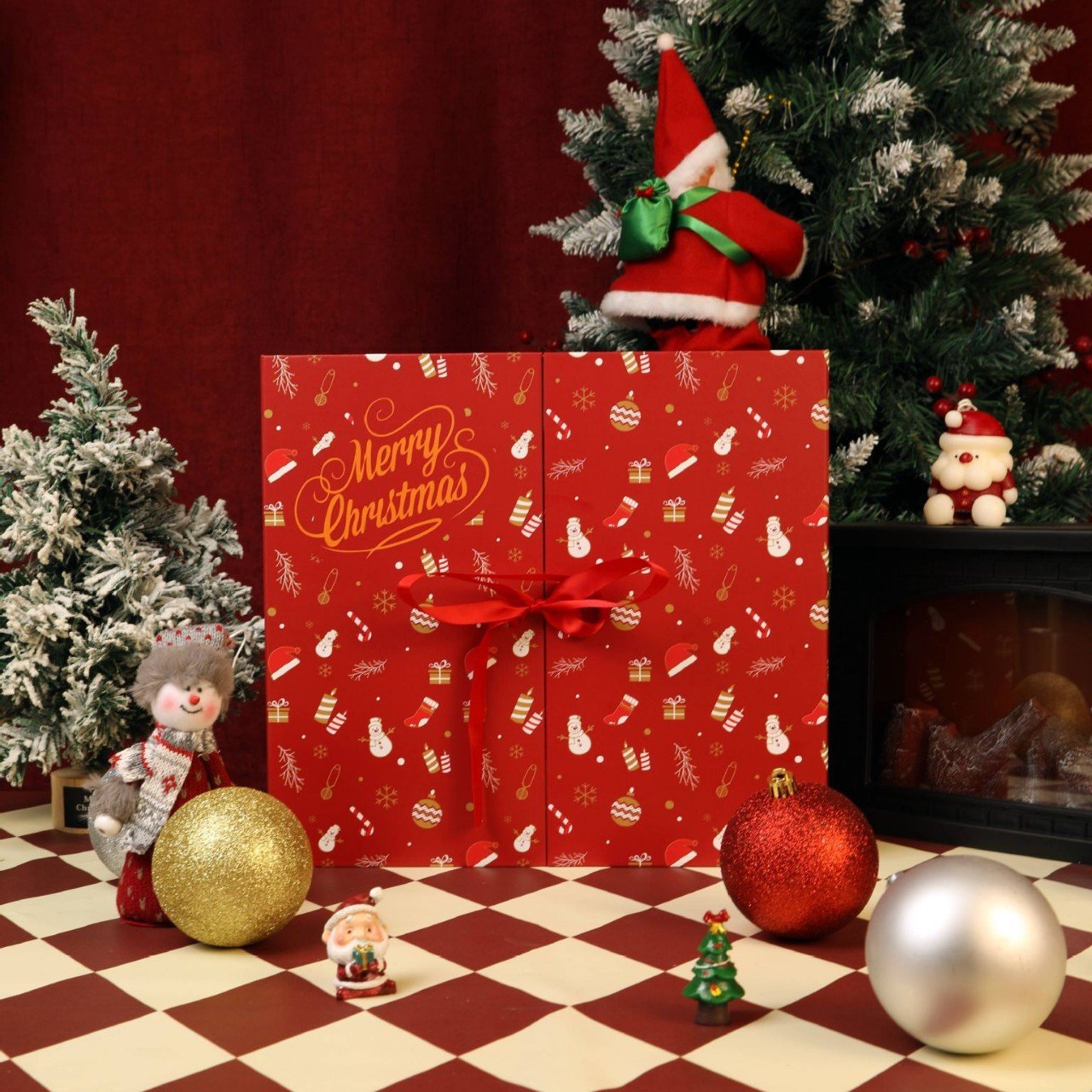 Rózsaszín Márvány Adventi Naptár 2025, 24 nap karácsonyig visszaszámláló doboz