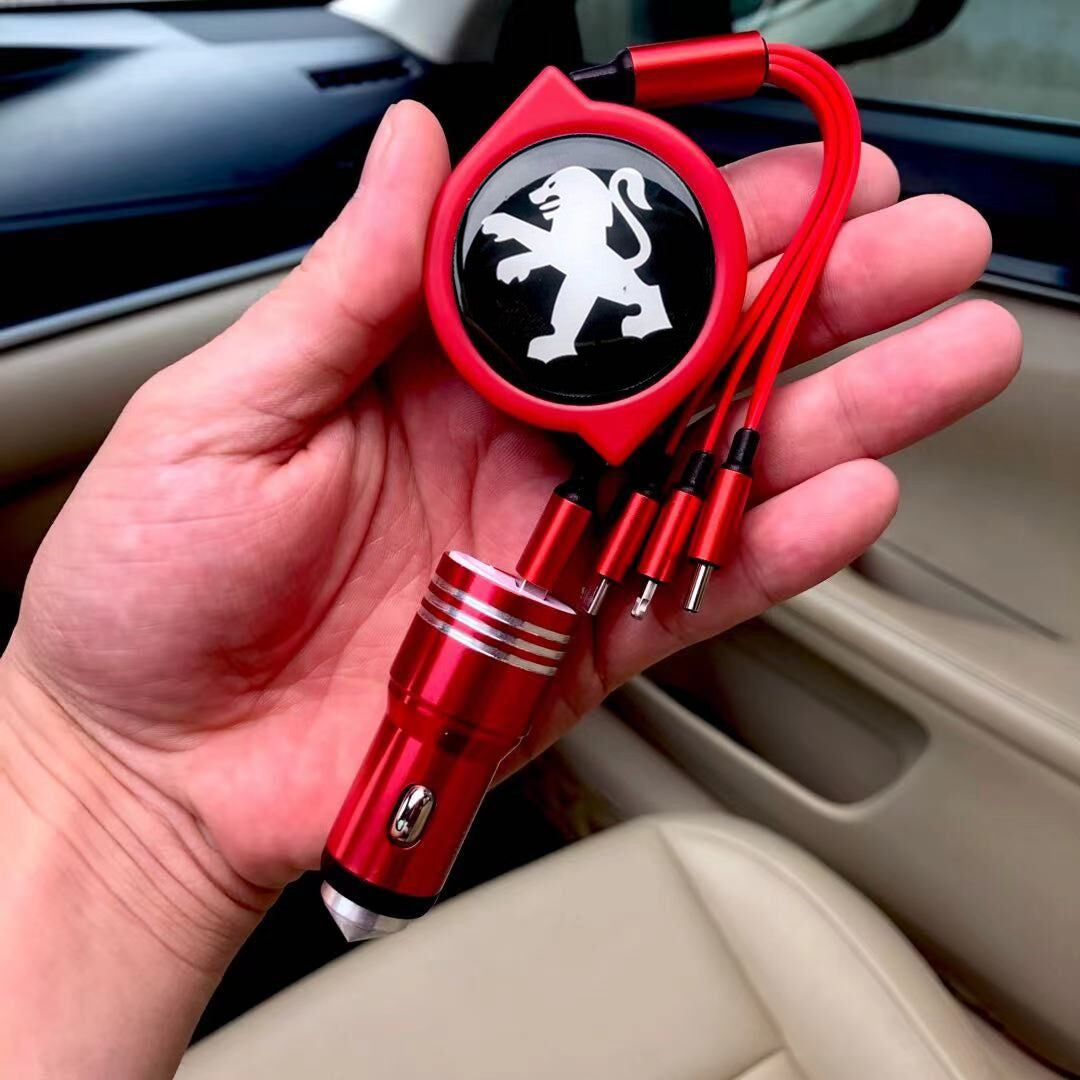 3 w 1 zwijany kabel do transmisji danych w samochodzie + bezpłatna ładowarka samochodowa