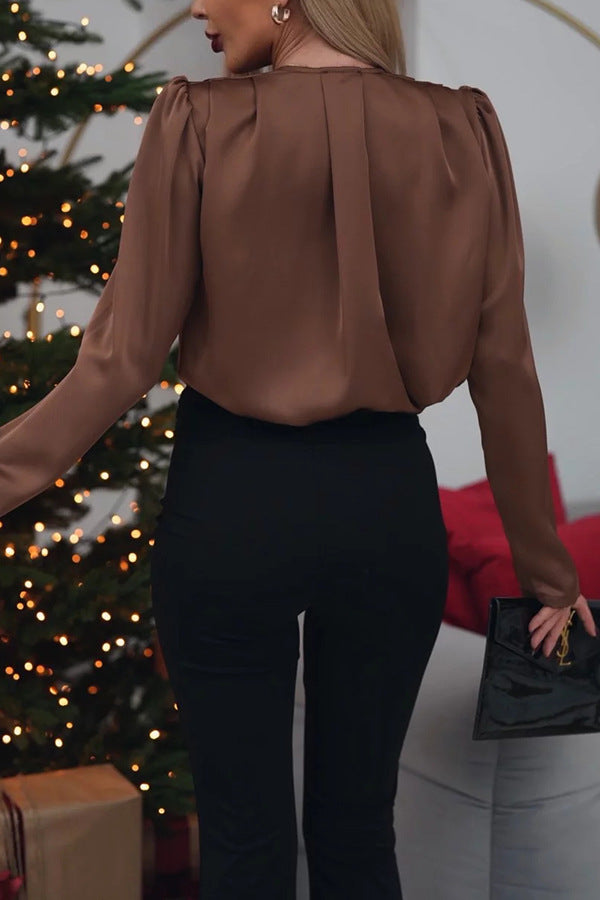 🌼Wyjątkowa i romantyczna luźna koszula satynowa w kolorze różu