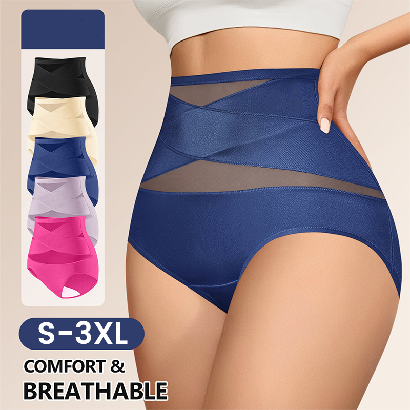 💖 Ostatni dzień – kup 1, otrzymasz 3 opakowania! Majtki modelujące brzuch z wysokim stanem, wiązane – rozmiary plus size