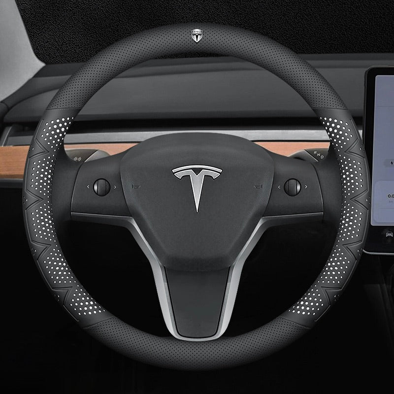 Ultracienki, oddychający pokrowiec na kierownicę z prawdziwej skóry z antypoślizgowym uchwytem