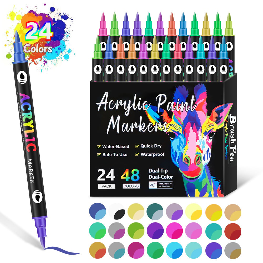🎨🔥 Dwustronny marker akrylowy – 24/48/72/120 kolorów