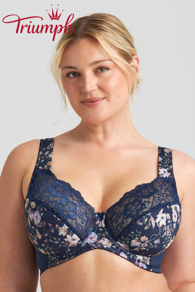 Biustonosz Triumph® 3-częściowy💖 z koronki z kwiatowym haftem