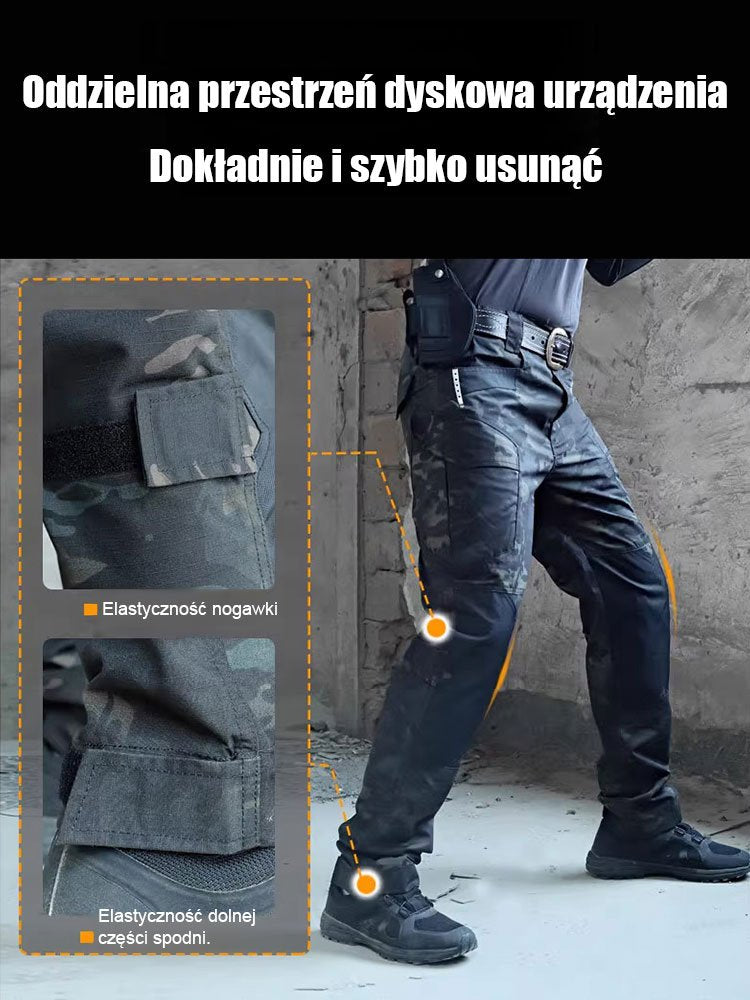 Męskie elastyczne, wodoodporne spodnie taktyczne