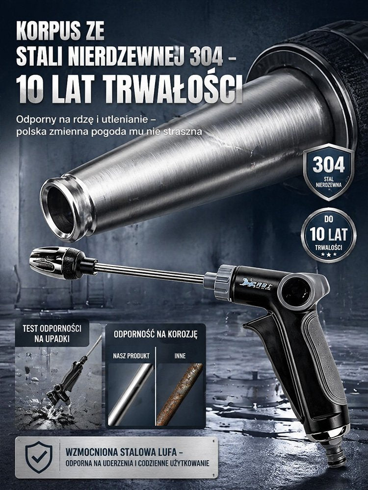 Pistolet do czyszczenia wodą pod wysokim ciśnieniem ze stali nierdzewnej