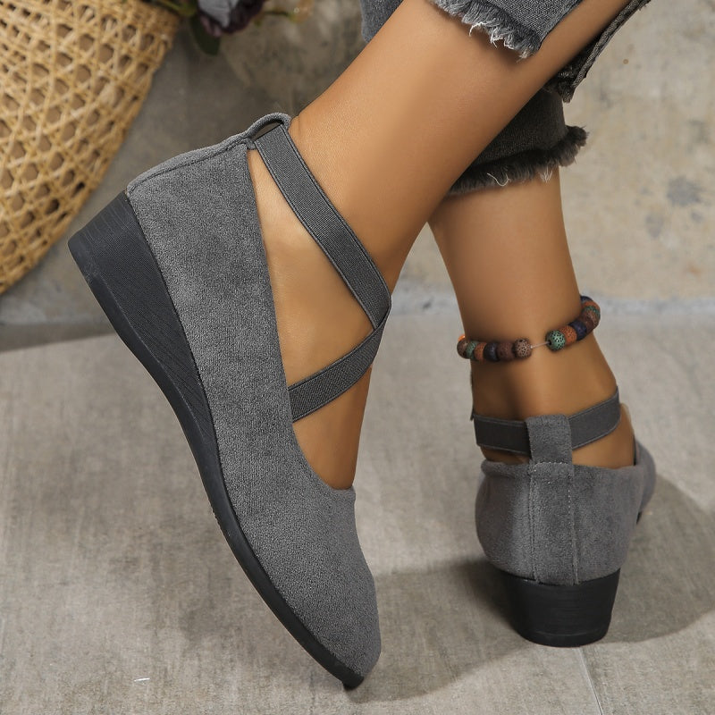 🌹-49% zniżki!! Eleganckie, jednokolorowe, elastyczne buty na niskim koturnie🩰