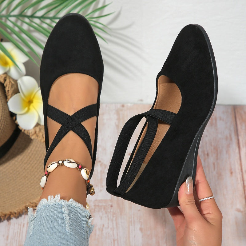 🌹-49% zniżki!! Eleganckie, jednokolorowe, elastyczne buty na niskim koturnie🩰
