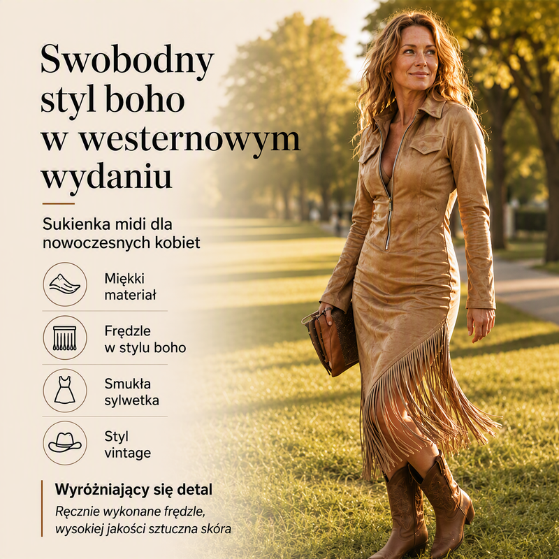 🌸Wyprzedaż 49%💖Retro sukienka midi damska z zamkiem błyskawicznym i frędzlami