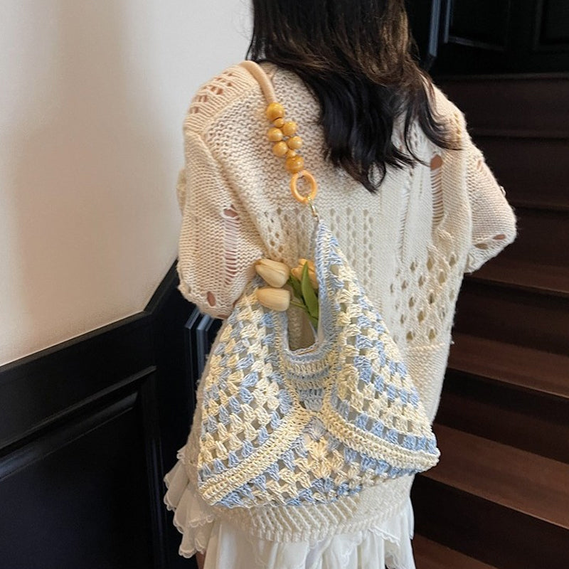 🌾 Torba w stylu boho, tkana – z podszewką | Lekka torba na ramię ze słomy – płatność przy odbiorze 🔥