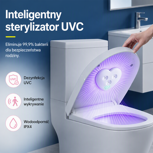 Bakterie na desce sedesowej są niewidoczne, ale niebezpieczne? – inteligentna lampa UVC do sterylizacji toalety – wypróbuj nowoczesną ochronę bez chemii. Na pobranie! 🦠
