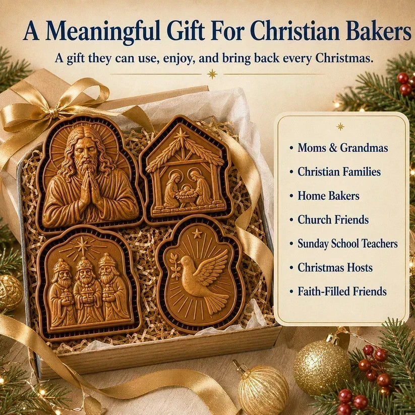 ✝️ Mini zestaw foremek do ciastek świątecznych z motywami wiary i Narodzenia Pańskiego | Wielokrotnego użytku foremki do tradycyjnego pieczenia świątecznego 🥧✨