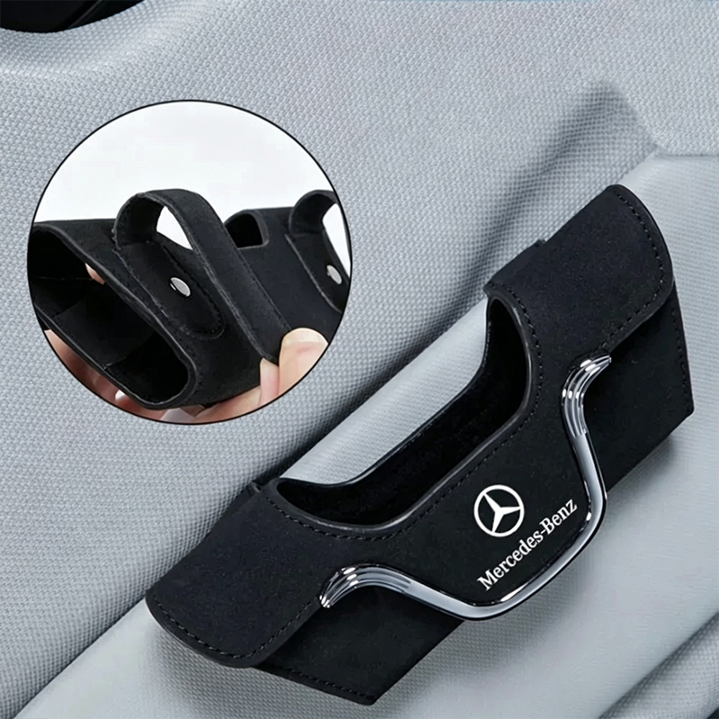 Uchwyt na okulary przeciwsłoneczne Velora™ z zamszu – klips premium z miejscem na kartę