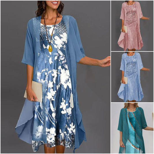 🔥👗Eleganckie dwuczęściowe sukienki szyfonowe w kwiaty