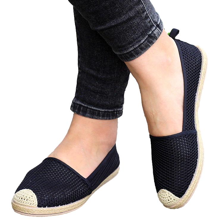 Czarne Wygodne Siatkowe Espadryle Trampki Tenisówki