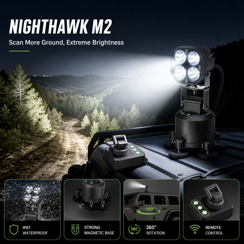 Reflektor LED NightHawk M2 montowany w pojeździe – skanuj dokładniej teren, ekstremalna jasność