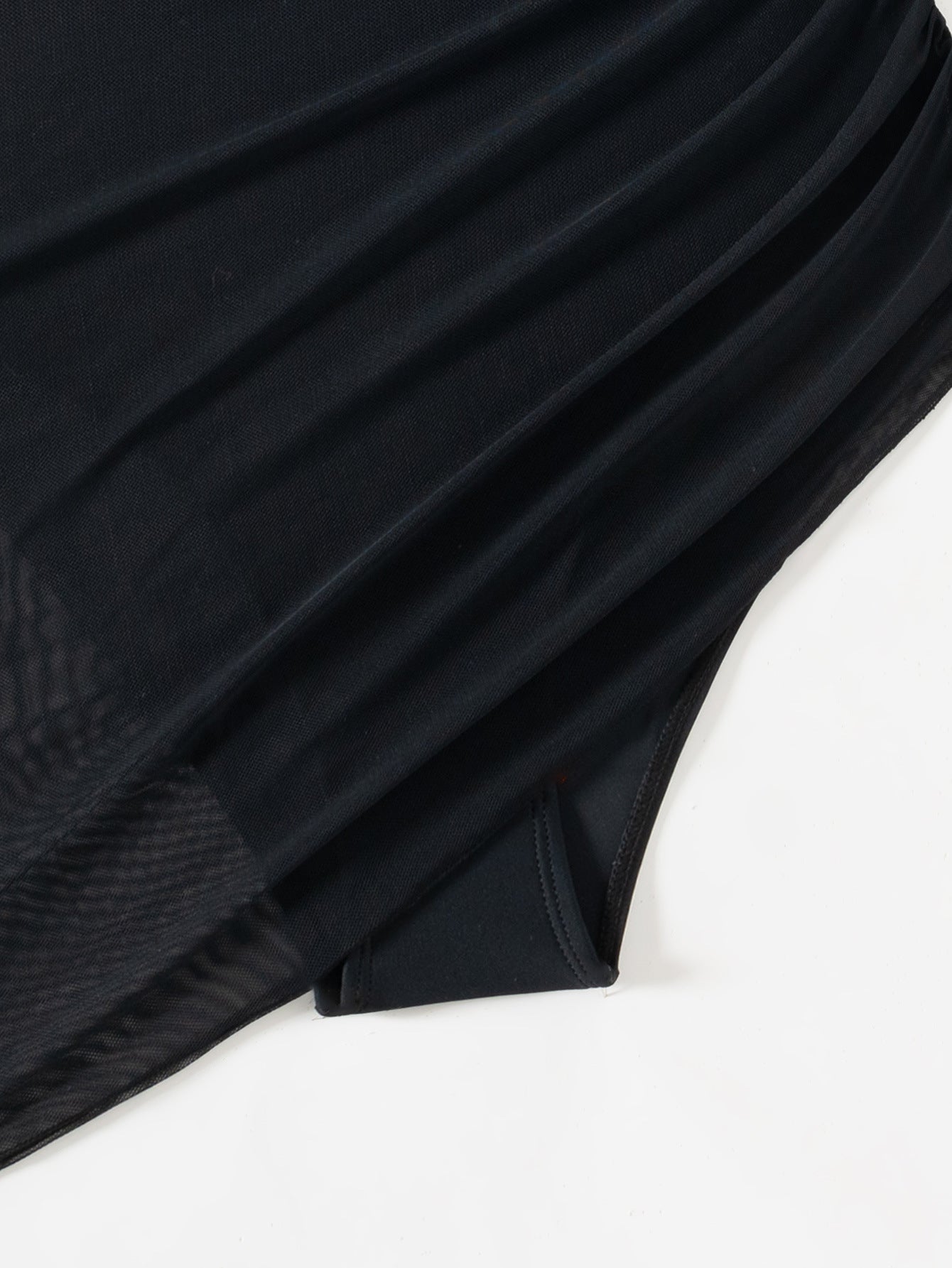 Wyszczuplający, siateczkowy, prześwitujący, sarongowy kostium kąpielowy