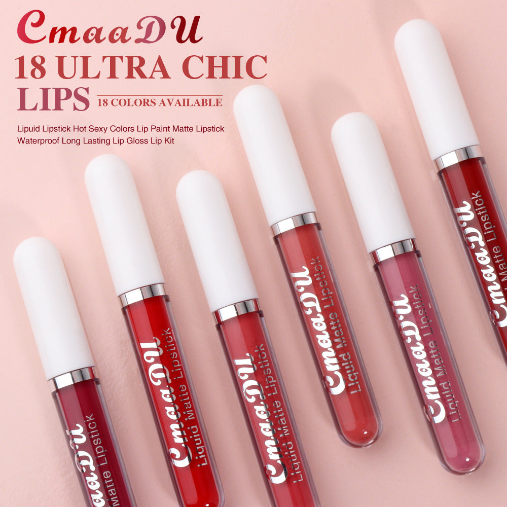 💄 Zestaw matowych pomadek CmaaDu w 18 kolorach – 6-częściowe opakowanie prezentowe 💄