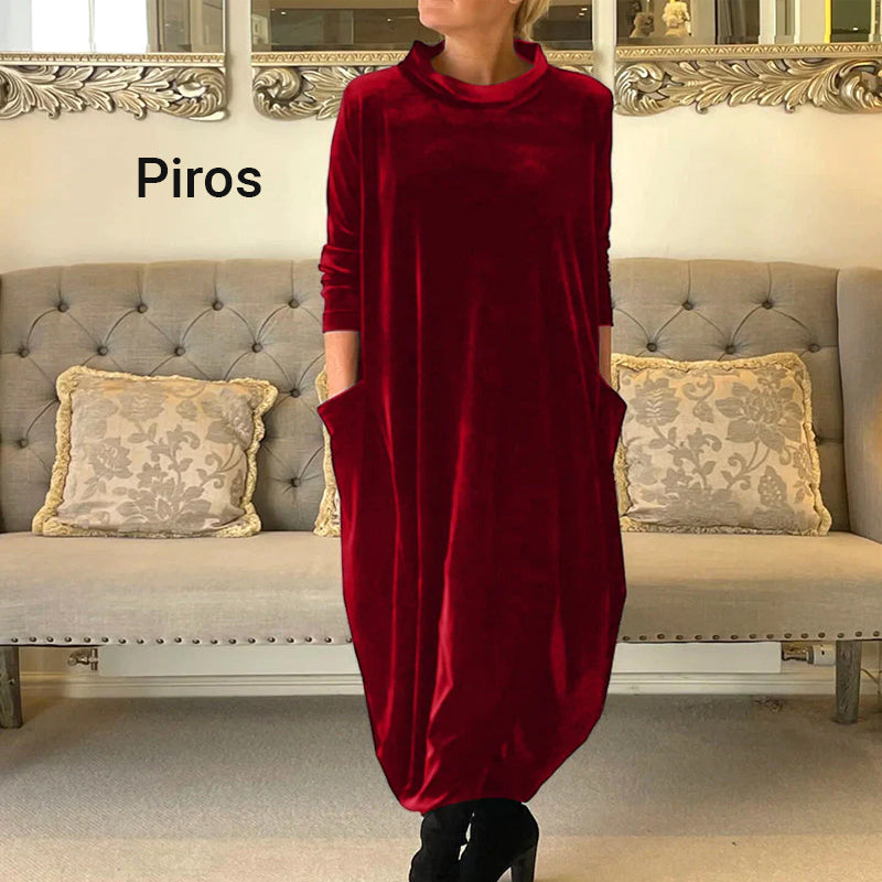 Elegancka elegancka aksamitna długa sukienka