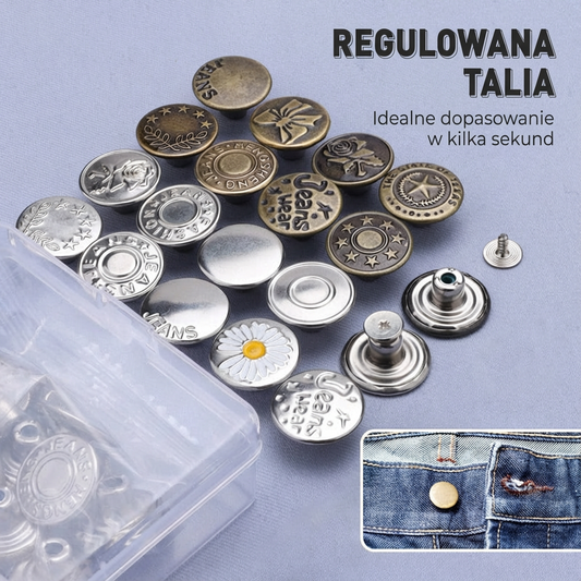 Zestaw guzików do dżinsów bez szwów, z możliwością zdejmowania