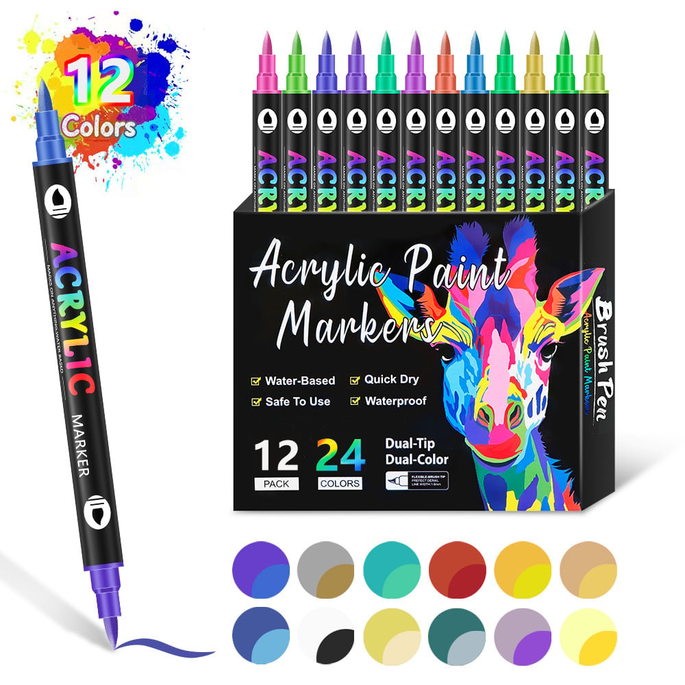 🎨🔥 Dwustronny marker akrylowy – 24/48/72/120 kolorów