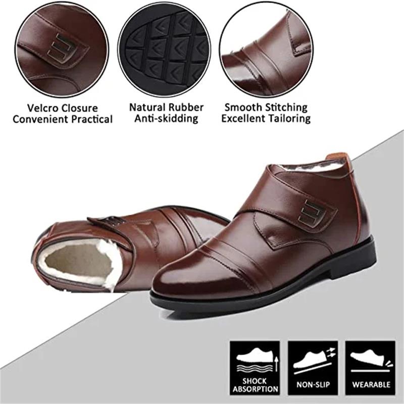 Ciepłe, skórzane buty biznesowe dla mężczyzn