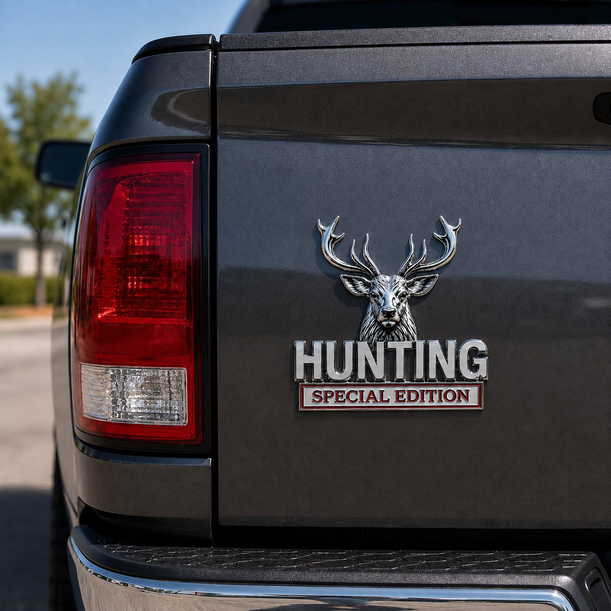 🦌 HUNTING Edycja Specjalna - metalowy emblemat 3D chromowany na samochód