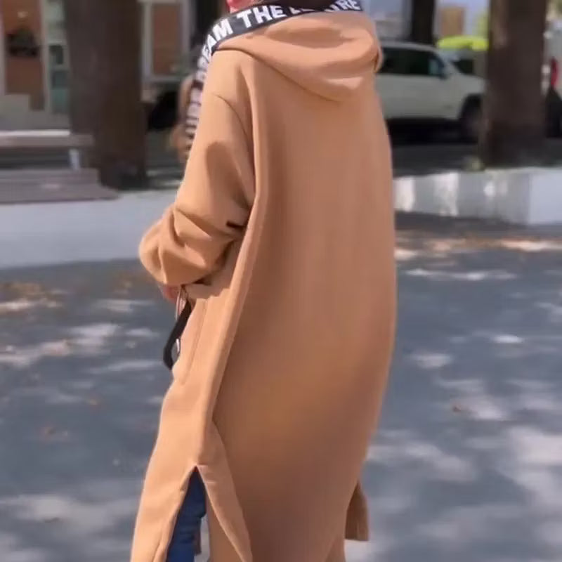 ⌛Oferta ograniczona czasowo🧥Nowość w tym sezonie - Długa bluza z kapturem zapinana na zamek i kieszeniami - Uniwersalna, ciepła i wygodna