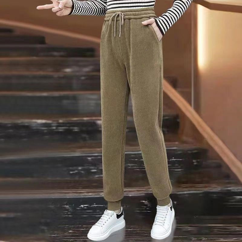 🔥Zimowa gorąca wyprzedaż🔥 Damskie ciepłe, pluszowe sztruksowe spodnie jogger