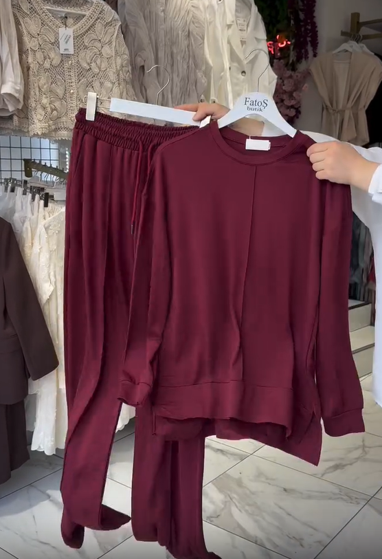 Komplet damskich spodni bawełnianych z długim rękawem i okrągłym dekoltem