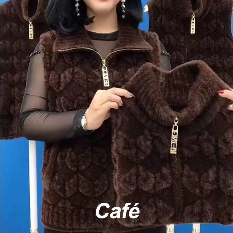 damska zimowa kamizelka ze sztucznego futra, zapewniająca ciepłą modę bez rękawów