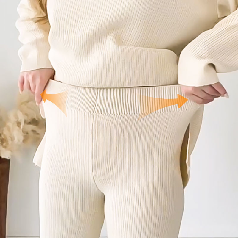 🔥Jesienno-zimowy dwuczęściowy zestaw z dzianiny ze spiczastym dekoltem🎁